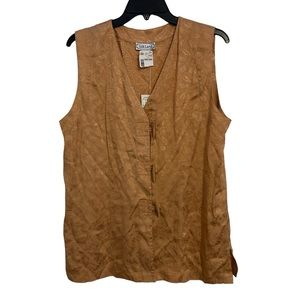 SILK LAND NWT Vintage Button Down Sleeveless Blouse L